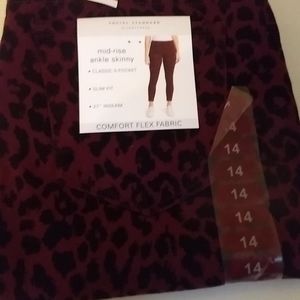 COPY - ladies cheetah print wine and black color size 14 ankle skinny orig. $79